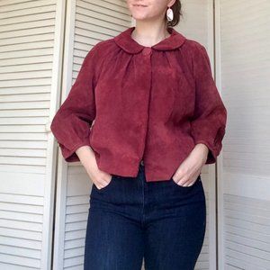 Maroon leather lightweight jacket